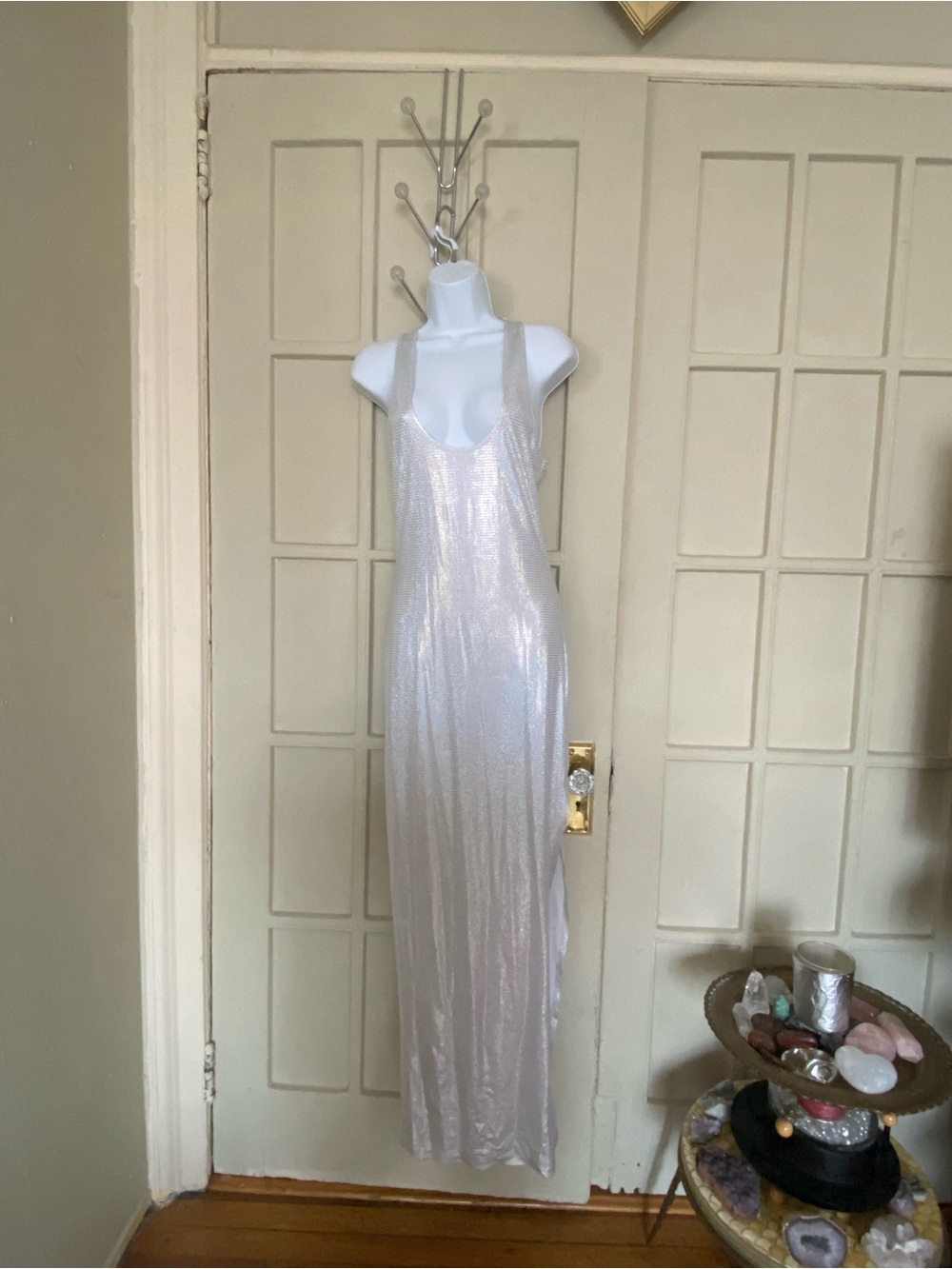 Lora Stanbul Metallic Maxi Slip Dress Size 36